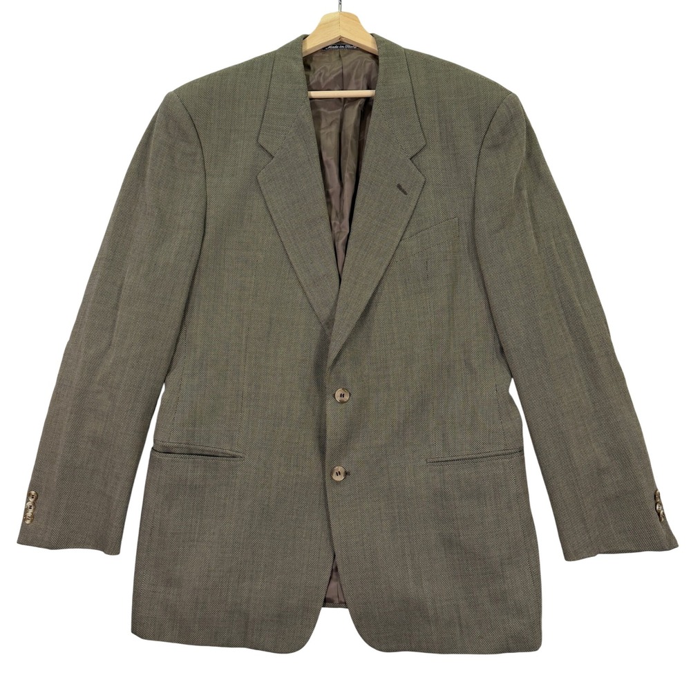 Mani Mens 42L Blazer Bloomingdales Olive Brown Wool Italy Designer Sport Coat